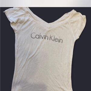 NWOT Calvin Klein Cream Short Sleeve Tee